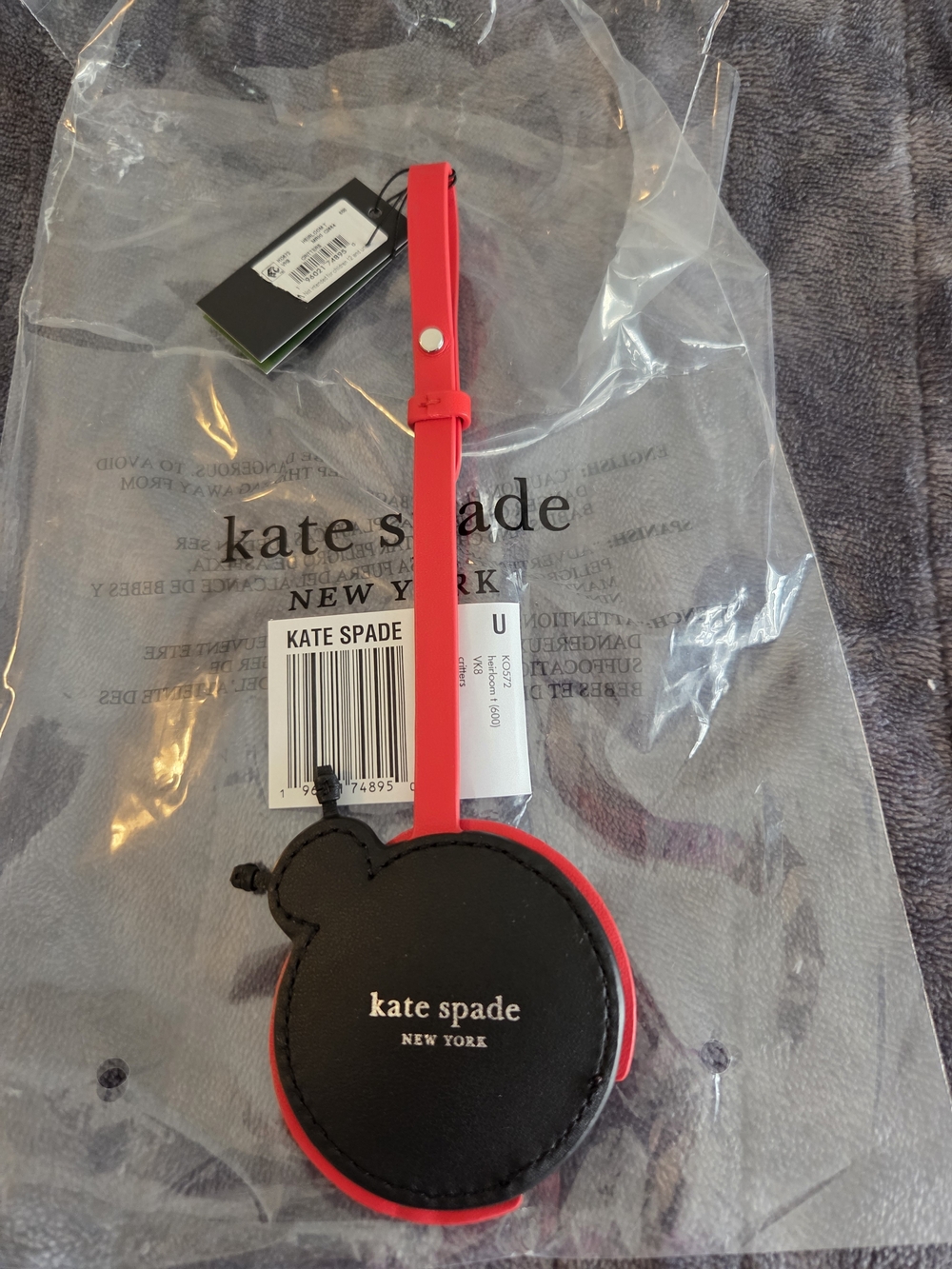 kate spade Hot Pink and Black Ladybug Luggage Tag - Picture 3 of 3